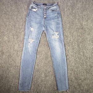Judy Blue Jeans Women's Blue Size 9/29 Distressed High Rise Skinny Stretch